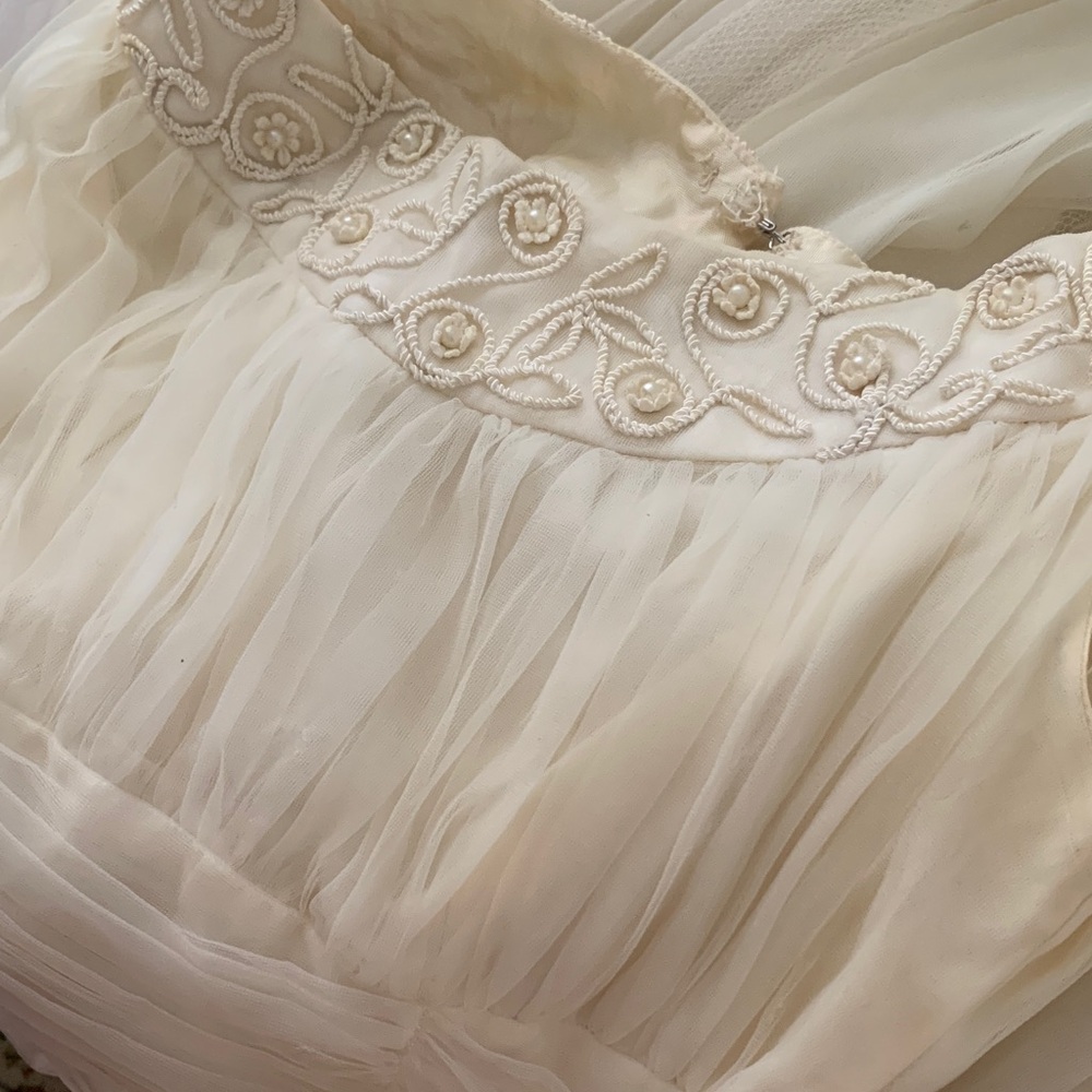 1950s off white formal dress